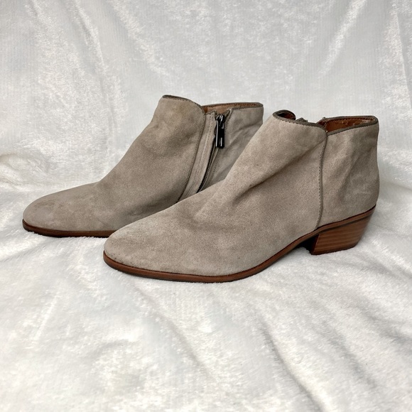 Sam Edelman Taupe Suede Leather Ankle Booties Size 8.5 - Picture 1 of 9